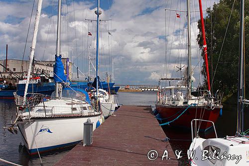 pomost dla jachtów w Roja, Zatoka Ryska, Łotwa Roja harbour, Riga Bay, Latvia