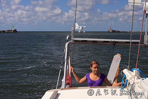 wpływamy do portu Liepaja, Łotwa Liepaja harbour, Latvia