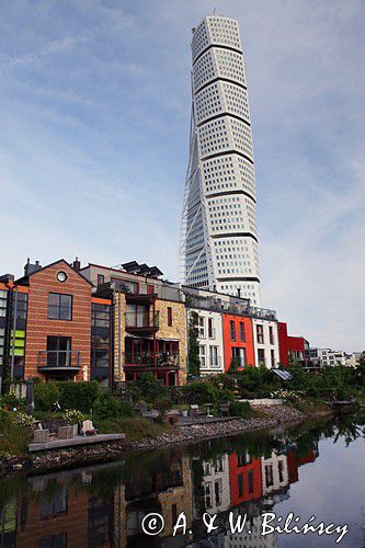 Malmo, skręcony wieżowiec, HSB Turning Torso, Szwecja, Skania, Sund