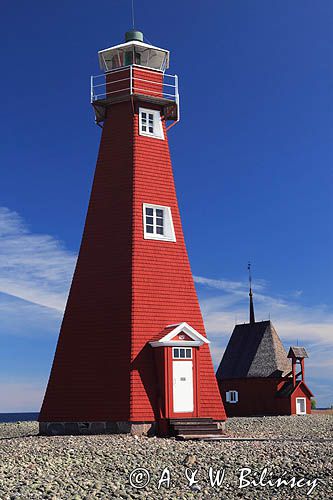 latarnia morska i kaplica na wyspie Maloren, Szwecja, Zatoka Botnicka