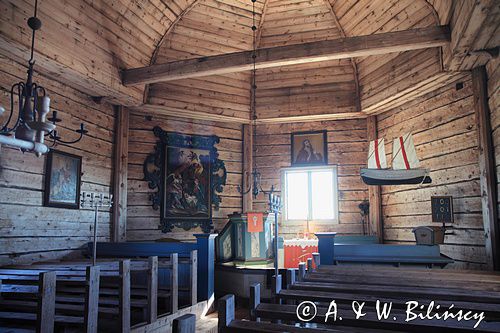 Wnętrze kaplicy. Church interior. Malören, Sweden