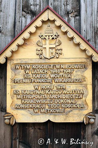 Mętków, zabytkowy drewniany kościół w którym Karol Wojtyła był wikarym, Małopolska, kościół przeniesiony z Niegowici