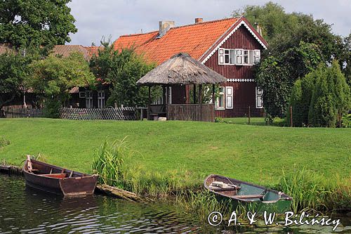 rzeka Minija dopływ rzeki Niemen, wieś Minge, Park Regionalny Delty Niemna, Litwa Minge village, Minija river, Nemunas Delta, Lithuania