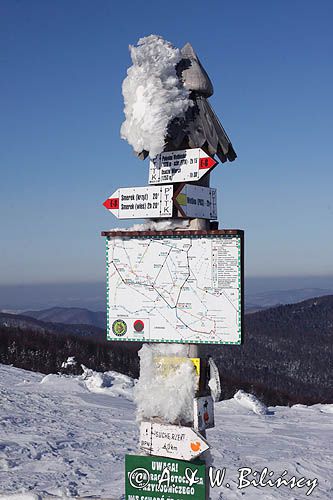 drogowskaz na Przełęczy Orłowicza, Bieszczady