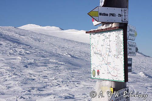 drogowskaz na Przełęczy Orłowicza, Bieszczady