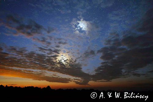 Noc, wielka koniunkcja planet i Księżyca 10.10.2015, Wenus, Jowisz, Mars, Gwiezdne niebo