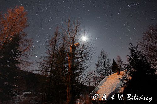 nocne, gwiaździste niebo, Bieszczady