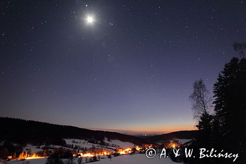 nocne, gwiaździste niebo, Bieszczady