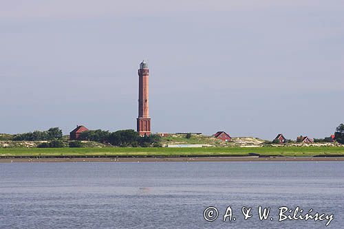 Latarnia morska w Norderney na wyspie Norderney, Wyspy Wschodnio-Fryzyjskie, Waddenzee, Niemcy, Morze Wattowe