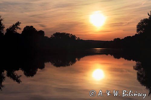 zachód słońca, Oder-Havel kanal, Brandenburgia, Niemcy