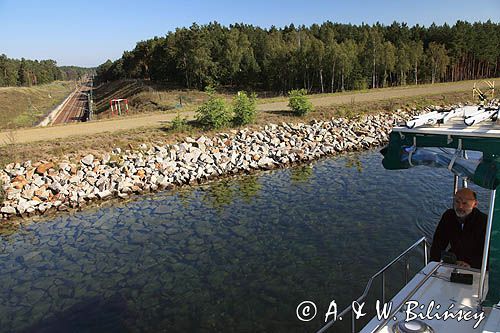 szlak wodny ponad torami pociągu, Oder-Havel kanal, Brandenburgia, Niemcy