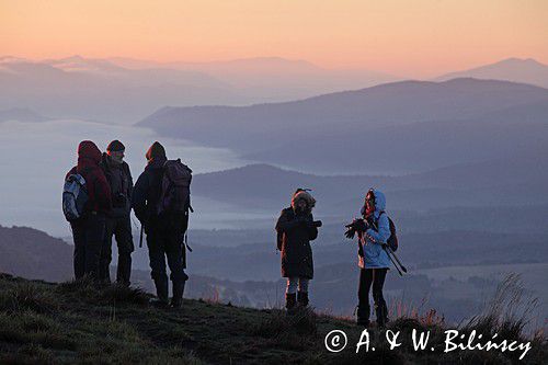 świt podczas pleneru Bieszczady dniem i nocą,26-28.09.2014 na połoninie Wetlińskiej, inwersja