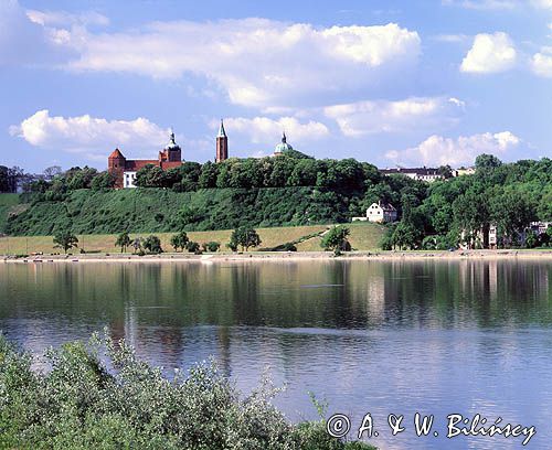 Płock, panaroma, widok zza Wisły na Wzgórze Tumskie