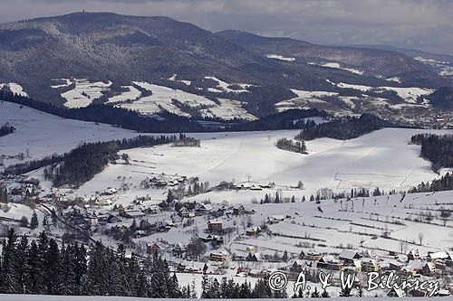 widok z Maciejowej na Rabkę, Gorce