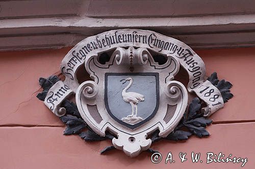 Ryga, płaskorzeźba, herb, zaułek na Starym Mieście, Łotwa