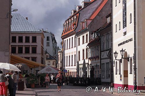 Ryga, kamieniczki przy Skarnu iela, Stare Miasto, Łotwa