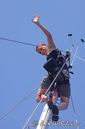 wchodzenie na maszt, wyspa Bjorko, szkiery Turku, Finlandia on the top of the mast, Bjorko Island, Finland