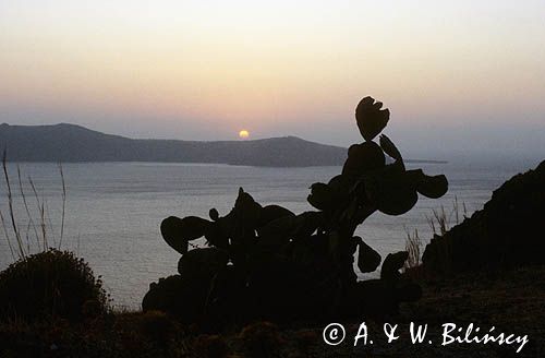 Santorini, Thira, Grecja, widok na wysepkę Kameni