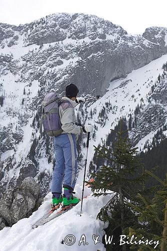 zima, skitouring w Tatrach, Tatrzański Park Narodowy Murań, widok z Murzasichla