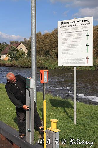 śluza Liebenwalde, Vosskanal, Obere Havel Wasser Strasse, Brandenburgia, Niemcy