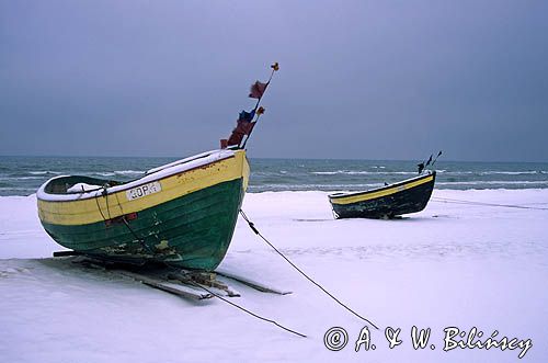 Sopot kutry nad Zatoką Gdańską ZIMA