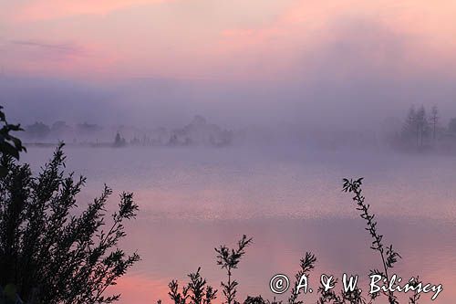 Temeszów, świt nad stawami nad Sanem, Pogórze Dynowskie