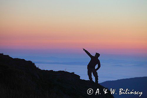 Świt, Widok z Połoniny Wetlińskiej, Bieszczady,