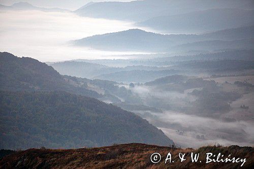 Świt, Widok z Połoniny Wetlińskiej, Bieszczady,