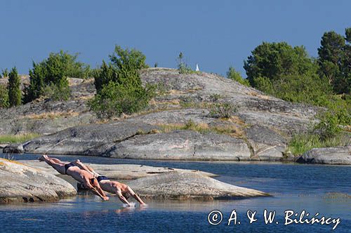 skoki do wody, wyspa Vitskar, Szkiery Szwedzkie, Szwecja