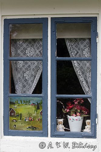 Kristianopel, Kalmarsund, Smaland, Szwecja wieś szwedzka, obraz przedstawiający świętowanie Midsommar /21-23 VI/ pod ozdobnym słupem - pradawnym symbolem płodności