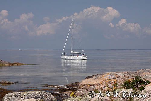 wyspa Utklippan, szkiery koło Karlskrony, Blekinge, Szwecja Utklippan Island near Karlskrona, sunset, Sweden, Baltic Sea