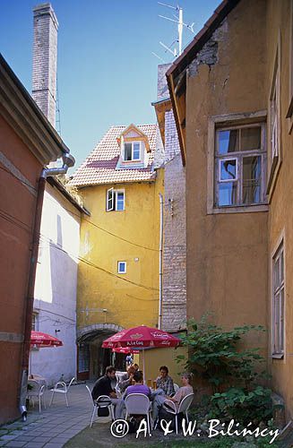 Tallin, zaułek przy ulicy Pikk, restauracja Wirulane, Estonia