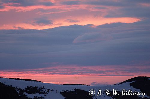 Tatry Zachód słońca za Małym Kościelcem