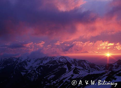 zachód słońca, Czerwone Wierchy, Tatry