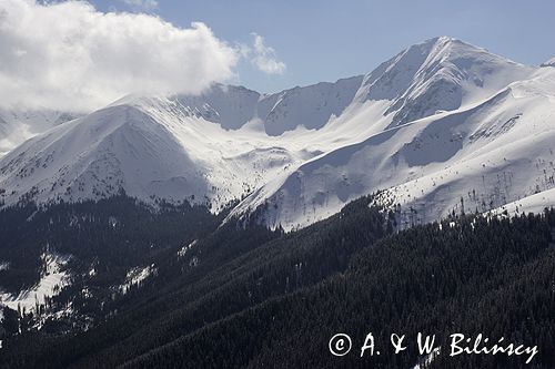 zima, Tatry Zachodnie, panorama z Bobrowca, Wołowiec, Tatrzański Park Narodowy Murań, widok z Murzasichla