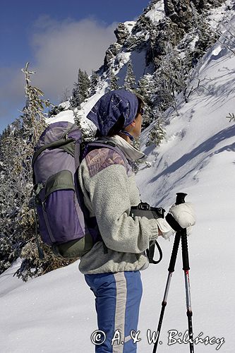 zima, skitouring w Tatrach, Tatrzański Park Narodowy Murań, widok z Murzasichla