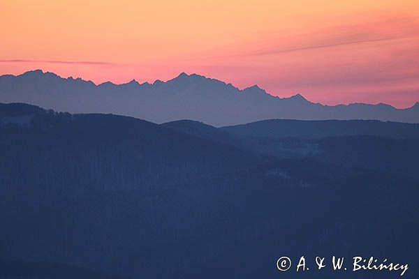 Tatry, widok z Połoniny Wetlińskiej, Bieszczady