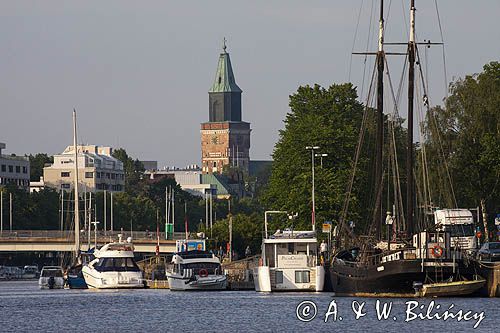 Katedra, nad brzegiem Aurajoki, Turku, szkiery Turku, Finlandia