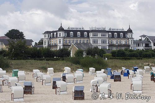 plaża i hotel w Ahlbeck na wyspie Uznam, Niemcy