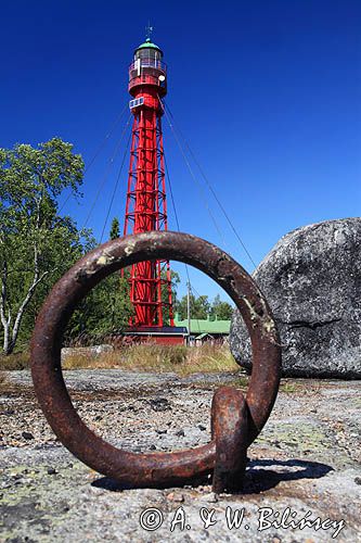 latarnia morska na wyspie Valassaaret, Archipelag Kvarken, Finlandia, Zatoka Botnicka