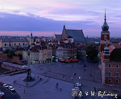 Warszawa, Starówka Plac Zamkowy, Zamek Królewski, katedra św. Jana, kolumna Zygmunta, widok z wieży kościoła św. Anny