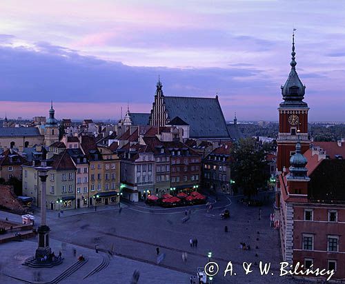 Warszawa, Starówka Plac Zamkowy, Zamek Królewski, katedra św. Jana, kolumna Zygmunta, widok z wieży kościoła św. Anny