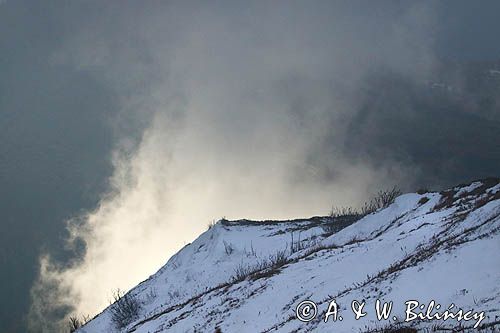 W chmurach, poranek na Wetlińskiej, Bieszczady