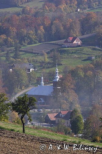 Beskid Wyspowy Wilkowisko, drewniany kościół pw. Św. Katarzyny zbudowany został w latach 1921-1930, na wzór poprzedniego, spalonego w 1916 roku.