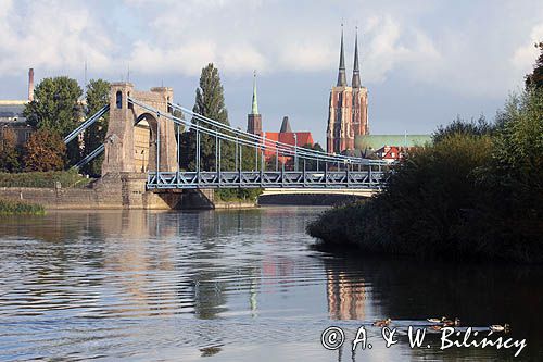 Wrocław, Most Grunwaldzki, rzeka Odra, Katedra