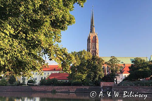 Wrocław, Ostrów Tumski, rzeka Odra, katedra