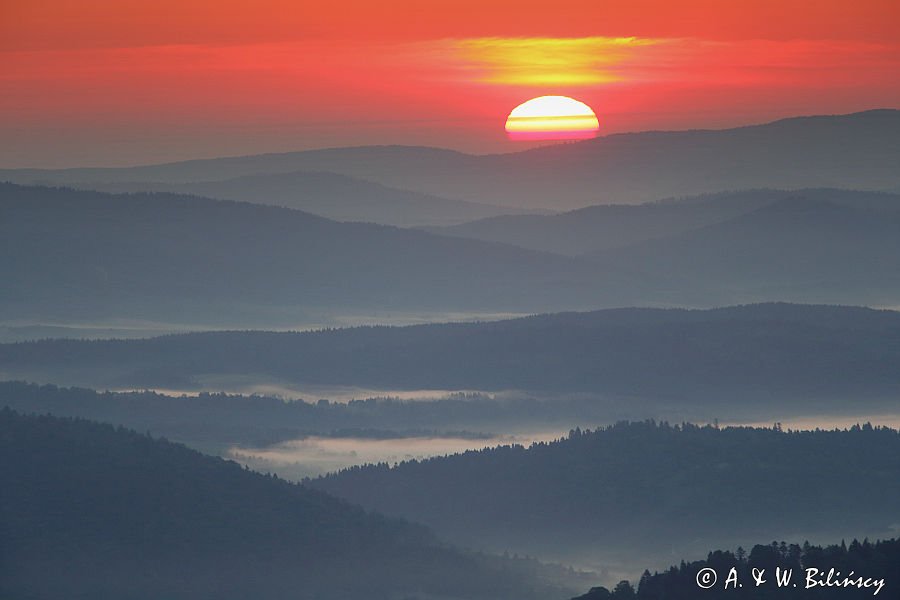 wschód słońca na Połoninie Wetlińskiej, Bieszczady