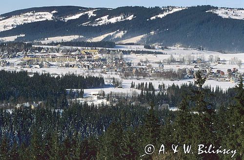 Zakopane, panorama, zima, Podhale i Tatry, widok na Gubałówkę