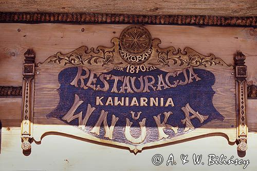 Zakopane szyld restauracji i kawiarni U Wnuka
