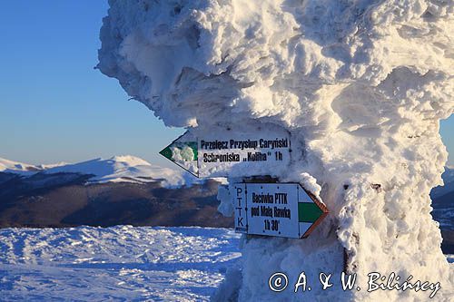 drogowskaz na Połoninie Caryńskiej, Bieszczady